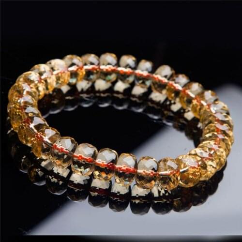 Wholesale 10mm Faced Marquise Abacus Crystal Beads Bracelets Women Lady Charm Stretch Yellow Natural Quartz Bracelet