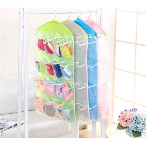 New Portable 16 Grid Foldable Wardrobe Wall Door Back Hanging Bag Underwear Sock Hanging Shoe Storage Organizer Sundries Bag