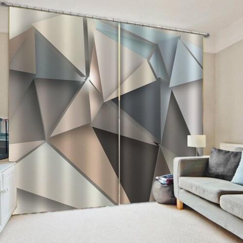 Luxury Blackout 3D Window Curtains For Living Room grey geometry curtains windproof thickening blackout fabric