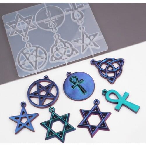DIY Crystal Epoxy Resin Mold Pentagram Six Point Mirror Silicone Mold UV Glue Silicone Mold For Resin