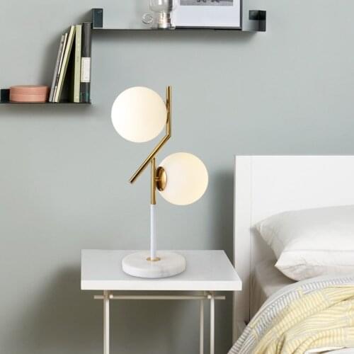 Modern Nordic lamp glass marble base the study bedroom lamp contracted decorate desk lamp