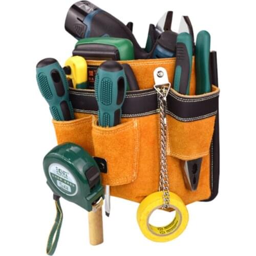 Cowhide Toolkits Bag Multi-function Large Space Electrician Package Hardware Repair Tool Storage Pouch Organizer Packaging