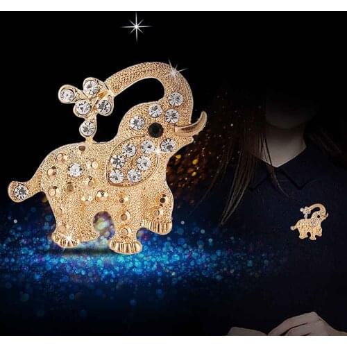Premium Quality Alloy Crystal Animal Brooch Elephant Corsage Brooches Scarf Clothes Suit Shawl Badge