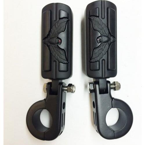 Aftermarket motorcycle parts 1 1/2" Highway Stiletto 4475 Foot Pegs P-Clamps For SUZUKI VL1500 Harley Sportster Touring Black