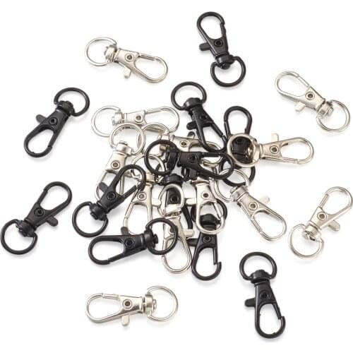 60pcs/lot 32mm Black Silver Color Jewelry Findings Alloy Swivel Lobster Clasp Hooks for Necklace&Bracelet Chain DIY