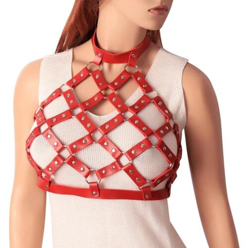 Gothic Dance Rave Wear PU Leather Women Harness Belts Body Bondage Punk Waist Straps Chest Harness Fashion Stylish Accessories