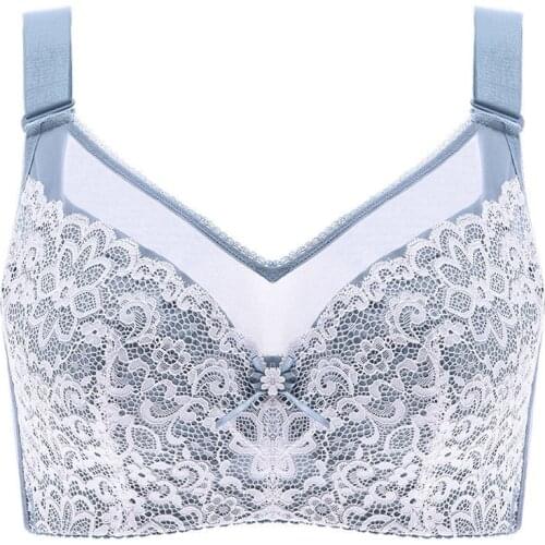 Womens Floral Lace No Padding Full Cup Support Underwire Bra 34 36 38 40 42 44 46 B C D E F G H I J