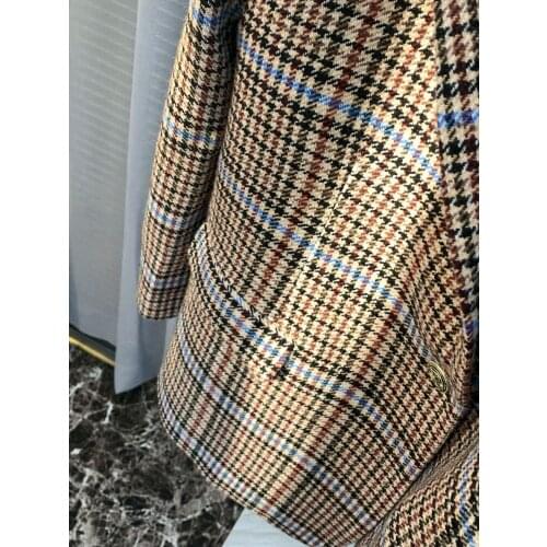 2020 Autumn Winter French V Neck Single Button Blazer Wool Women Coat