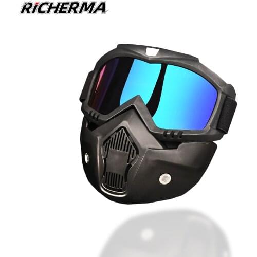 2020 Sport Motocross Glasses with Mouth Mask Removable Motorcycle Glasses Cycling Dirt Bike Racer Ski Mask Sunglasses Goggles