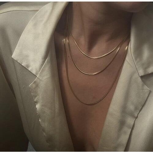1mm Ultra Thin Chain Round Stainless Steel Choker Necklace 2021 Trend Gold Color Women Snake Chain Necklace Valentines Day Gift