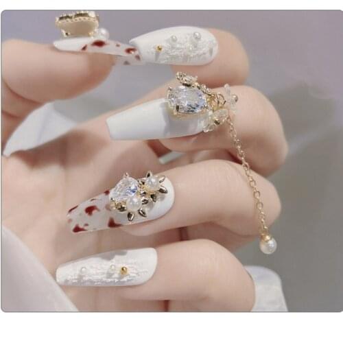 1Pcs Luxury Zircon 3D Nail Art Decoration Crystal Pearls Bow Butterfly Shiny Diamonds Alloy Pendant Jewelry Manicure Accessories