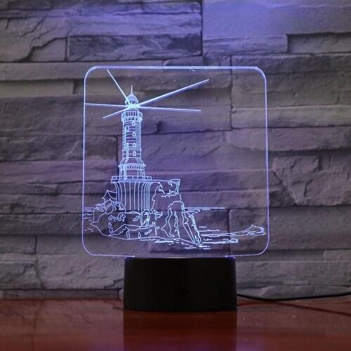 3d illusion night light LED exotic lighthouse colorful touch creative bedside Decor Xmas table lamp decorative USB Holiday Gift
