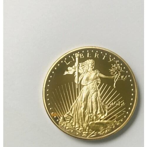 5 Pcs Non magnetic Freedom 2012 Liberty Badge 24K Real Gold Plated 32.6 Mm Statue Eagle Drop Shipping Acceptable Souvenir Coin