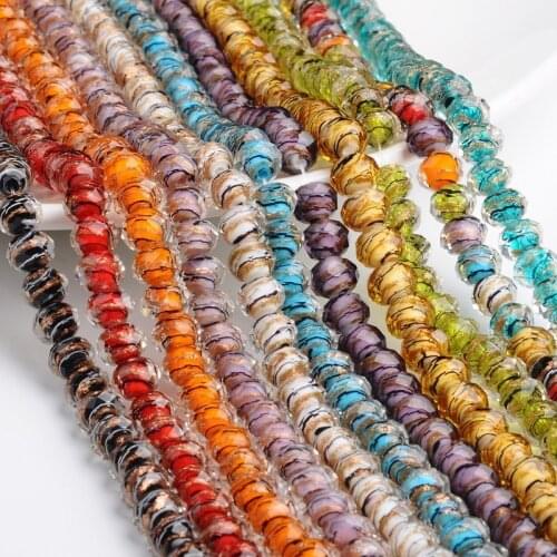 50 pc Handmade Gold Sand Abacus Lampwork Beads bracelet necklace jewelry DIY making,Faceted,Mixed Color,12x9mm,Hole: 1mm F70