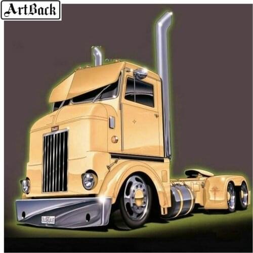 5d diamond painting truck full square & round diamond mosaic handmade embroidery landscape sticker decoration 20x20cm