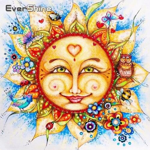 EverShine 5D Diamond Mosaic Cartoon Diamond Painting Full Drill Square Sun Cross Stitch Diamond Embroidery For Childrens Gift