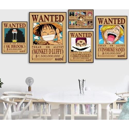 Anime One Piece Luffy Retro Poster Wall Art Canvas Painting and Prints Cuadros Art Decoration Mural Home Kids Room Wall Decor