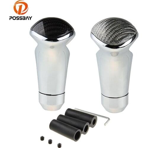 POSSBAY Car Manual Carbon Fiber Gear Shift Knob Aluminum Manual Transmission Gear Knobs Universal Car Styling Shifter Lever Knob