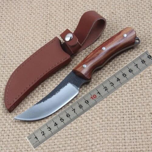 Free shipping Hand forged high carbon steel Honghua pear handle high hardness straight knife Very sharp knife