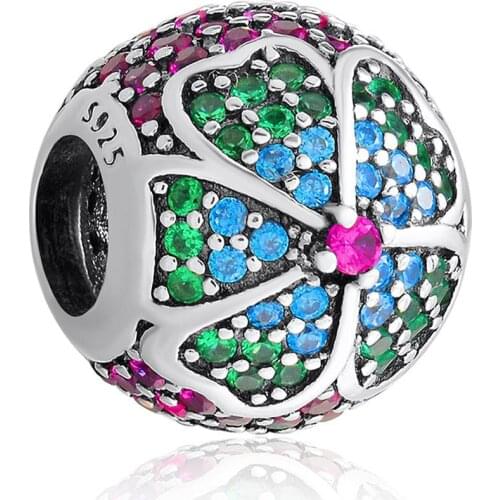 Authentic S925 Silver Glorious Blooms Bead Charm fit Lady Bracelet Bangle For Women DIY Jewelry