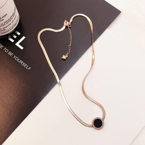 Titanium Steel Rose Gold Snake Chain Roman Number Necklace Fashion Party Jewelry For Women Christmas Gifts drop ship