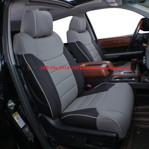 EKR Custom Fit Full Set Car Seat Covers for Select Toyota Tundra 2014 2015 2016 2017 2018 2019 2020 2021 - Leatherette