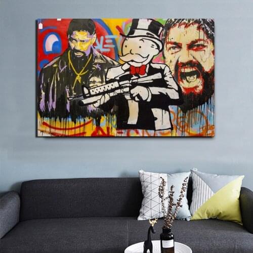 Denzel Monopoly by Alec Monopoly Canvas Painting Living Room Home Decoration Modern Wall Art Oil Painting Posters Pictures Art