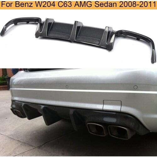 For W204 C63 AMG Carbon Fiber Rear Bumper Diffuser Lip Spoiler for Mercedes Benz C-Class W204 C63 AMG Sedan 4 Door 2008-2011