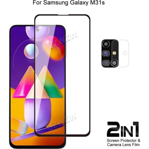 For Samsung Galaxy M31S Front Screen Protector Protective Tempered Glass & Camera Lens Film