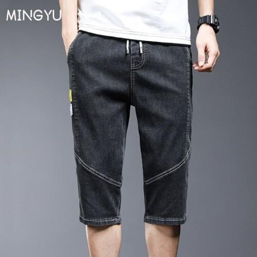 Mens Shorts Jeans Half Pants Summer Thin Waist Lace Straight Fit Jean Short Casual Badge Sandy beach Streetwear Pants 28-38