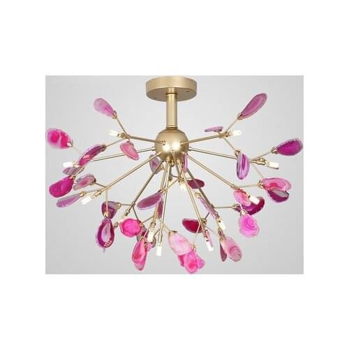 Blue agate slice unique chandelier dining room pink chandelier beautiful decorative kitchen foyer light fitting original factory