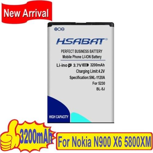 HSABAT 3200mAh BL-5J Battery for Nokia N900,X6,5800XM,5800i,5800W,5230XM,5233,5232,5235,X6 - 00,C3 - 00,5802 ,X1 - 00