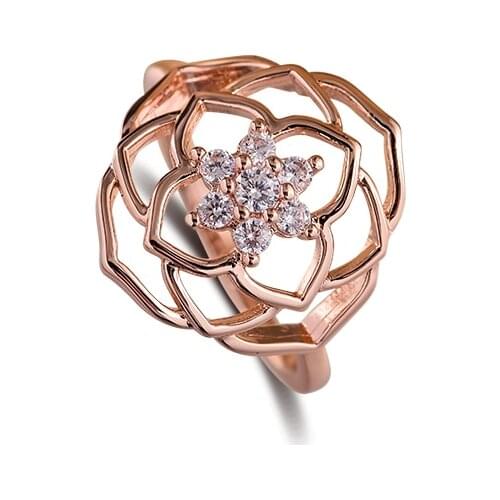 2021 Rose Petals Statement Ring Woman DIY Sterling Silver Jewelry Rings For Jewelry Making Mothers Day Gift Ring