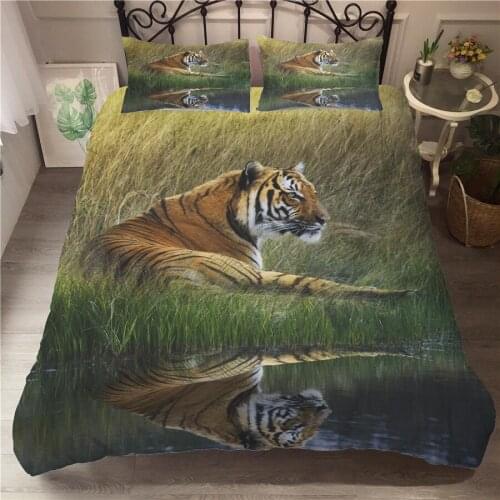 A Bedding Set 3D Printed Duvet Cover Bed Set Tiger Home Textiles for Adults Bedclothes with Pillowcase #LH04