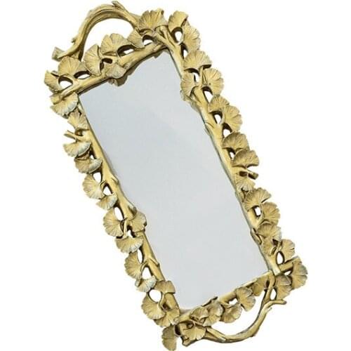 Ginkgo leaf Mirror Tray coffee shop dining plate forest dessert table cake plate home food photography props