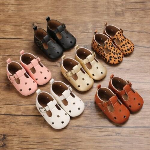 Toddler Baby Girls Princess Dress Shoes Non-Slip Soft Sole Mary Jane Flats with Cutout Star Pattern Moccasins Casual Shoes