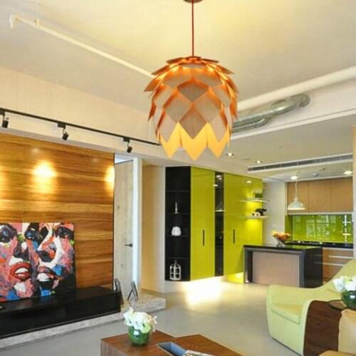 Nordic wood chandelier personality restaurant light single bar study wood pine cone chip chandelier LB121215