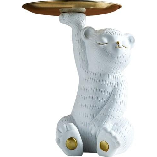 Nordic Style Little Bear Raises Hand Resin Fruit Dish Home Decor Accessories Modern Creative Resin Fruit Dish Desktop Storage