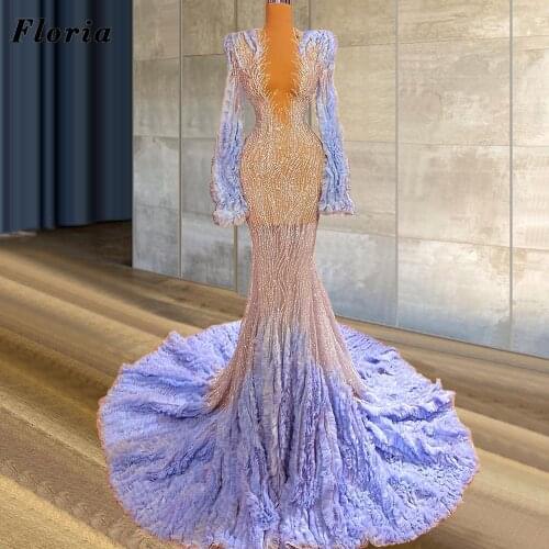 New Illusion Sparkly Beaded Prom Dresses 2021 Middle East Arabic Celebrity Dresses Woman Party Night Gown Dubai Vestido De Festa
