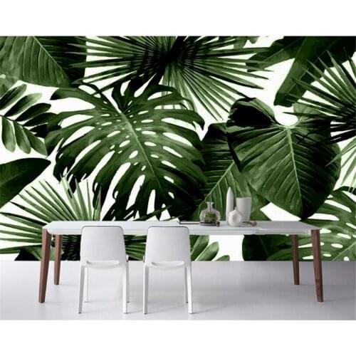 Beibehang Modern 3D wallpaper retro wallpaper tropical rain forest palm banana leaf living room TV interior wall 3d wallpaper