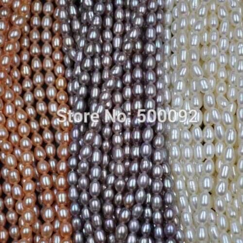 Wholesale 10 strands small 4mm freshwater rice pearl
