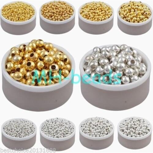 Wholesale 3 4 5 6 8mm Iron Bead Space Loose Beads For Jewelry Making Gold Silver Plated DIY Charms