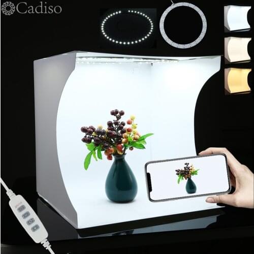 Cadiso 31cm Studio Photobox Photography Lighting Tent Kit Lightbox Photo Background Ring Light Soft Box for Mobile Phone Camera