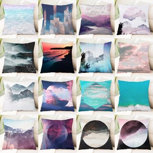 Beach Scenery Colorful Cushion Cover Throw Pillow Case for Home Chair Sofa Decoration Square Pillowcases