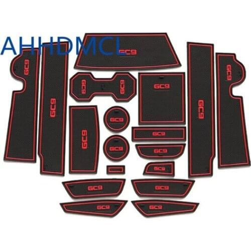 Car Door Groove Mat Gate Slot Cup Armrest Storage Pad Mat For Geely Emgrand GC9 2015 2016