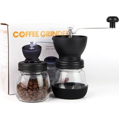 Portable Manual Coffee Machine Grinder Adjustable Ceramic Burr Mill Hand Crank Household Crusher Coffee Bean Tools Silicon Cover