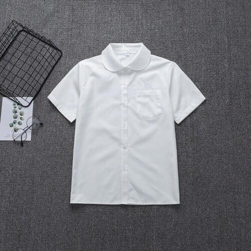 School Uniforms Short Sleeve Milk White Shirt Women Japanese Korea Student Girls JK Uniform Tops Boy Oversized XS-5XL Embroidery