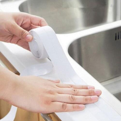3.2mx38mm Bathroom Shower Sink Bath Sealing Strip Tape White PVC Self adhesive Waterproof Wall Sticker for Bathroom Kitchen