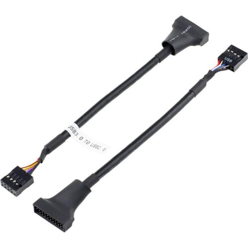USB 2.0 9Pin Housing male to Motherboard USB 3.0 20pin Header Female cable 10cm