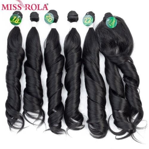 Miss Rola Ombre Wavy Hair Bundles Synthetic Hair Extensions Loose Wave Bundles 18-22 inch 6pcs One Pack Full Head Hair Weaves